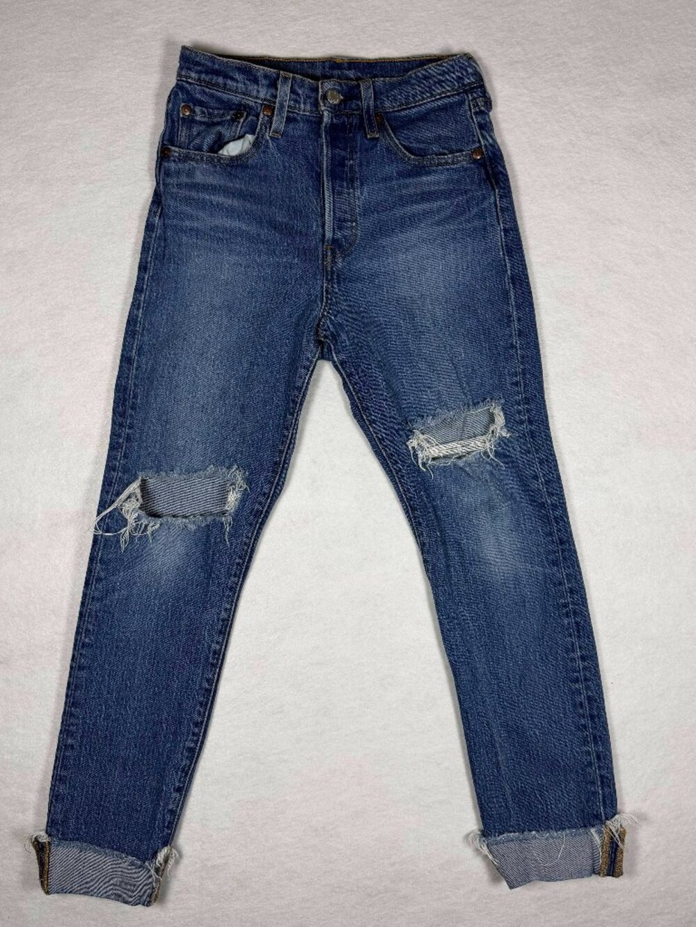 Levi 501 S Skinny Women's blue jeans Size 25 Raw Hem